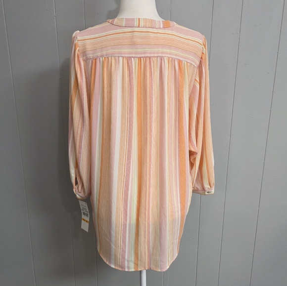 Ruby Rd. Springtime Stripe Button Up Sleeve Top Size S - Picture 8 of 12